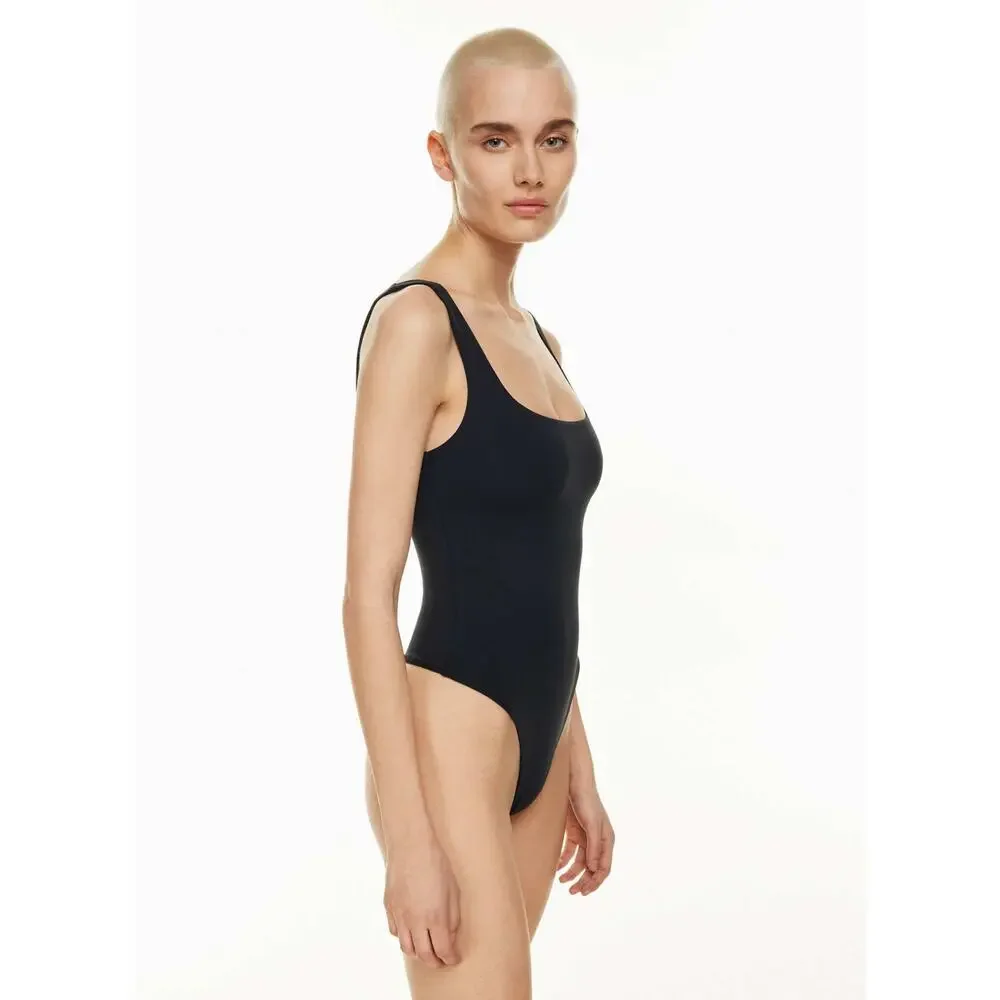 Aritzia Babaton Contour Thong Bodysuit Black Double Layer Square Neck Size Small - Picture 8 of 10